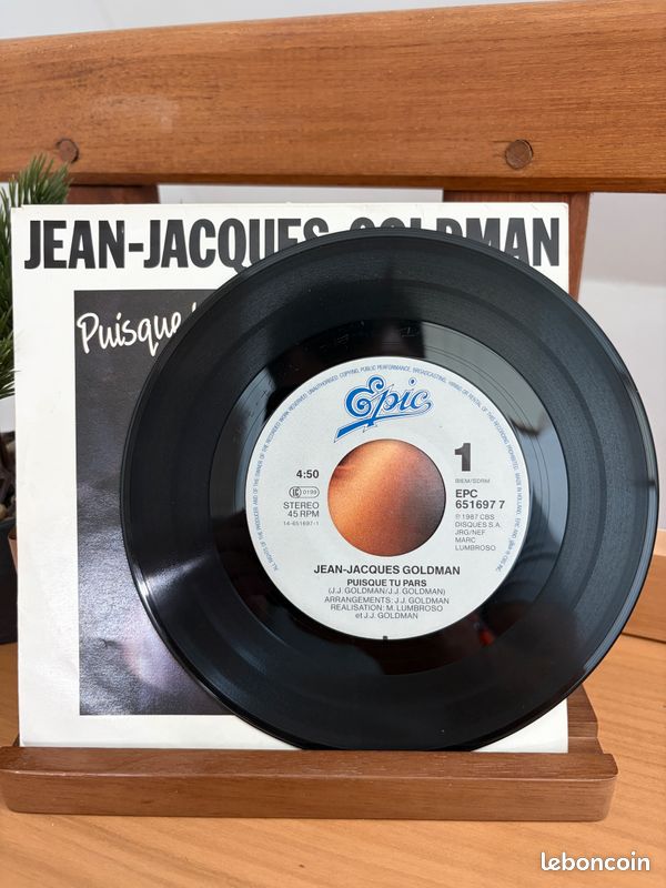 Jean jacques goldman - puisque tu pars - vinyle 45 tours (image 3)