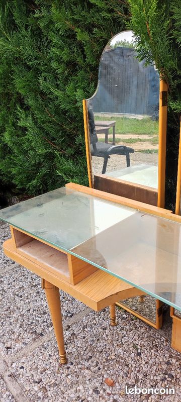 Meuble coiffeuse vintage avec miroirs (image 2)