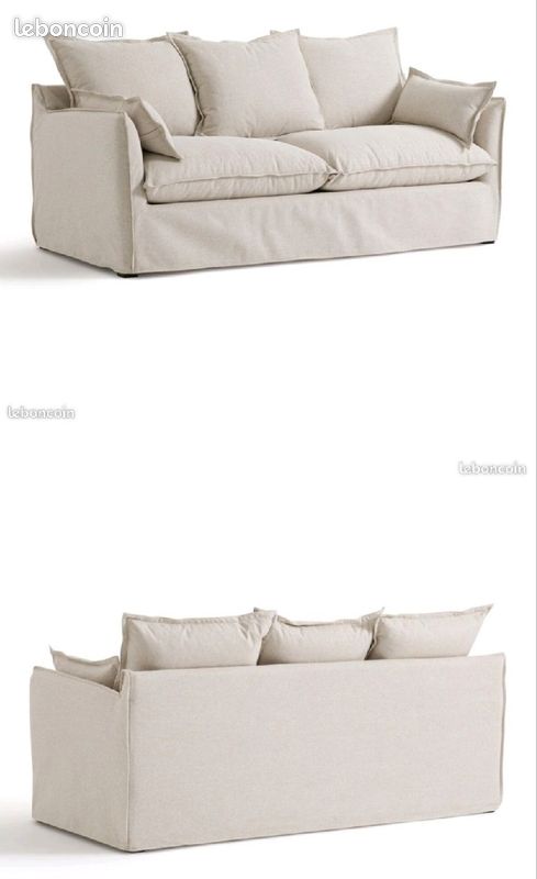 Très beau lot de 2 canapés + 1 pouf - Couleur Écru - État NEUF (image 4)