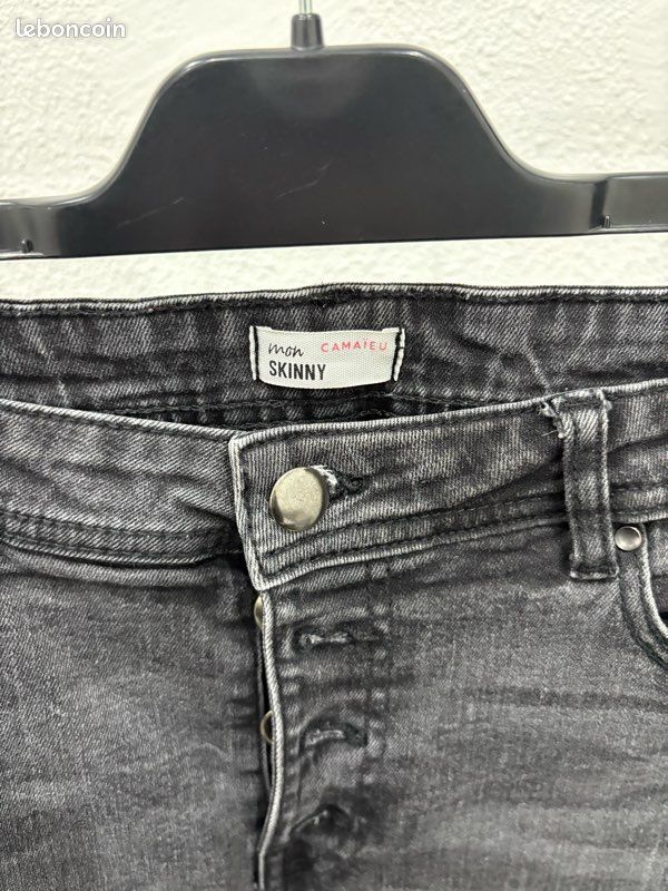 Jean skinny noir effet délavé en coton Camaïeu Taille 40 Vêtements - Main Image