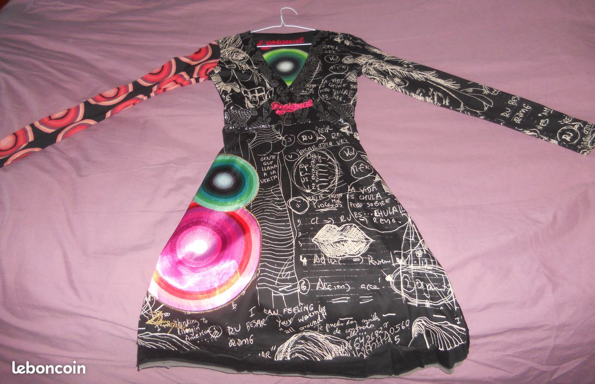 Robe Desigual Taille XS (34) - Multicouleur - Manches Longues - Occasion
