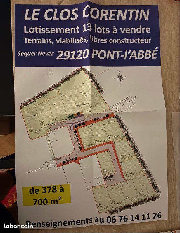 Terrain 630 m² · à Pont-l'Abbé · 115 000 €