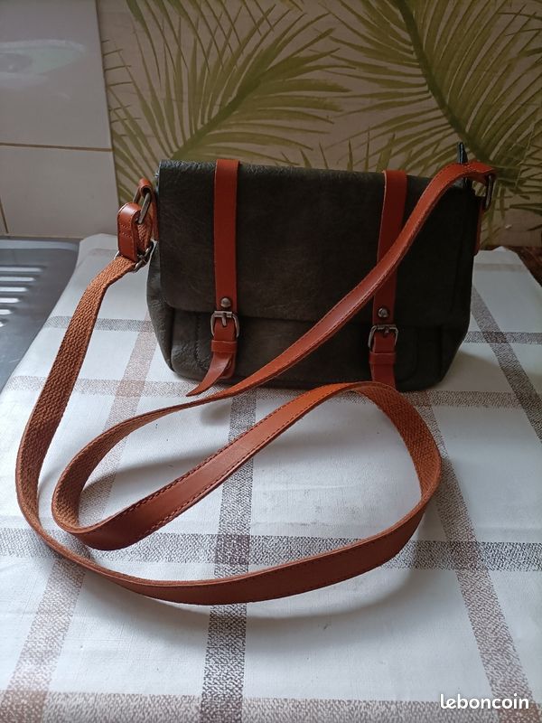 Sac à bandoulière femme vert / marron (image 2)