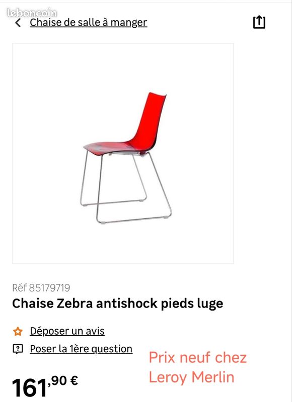 Lot de deux chaises antichoc zebra (image 2)