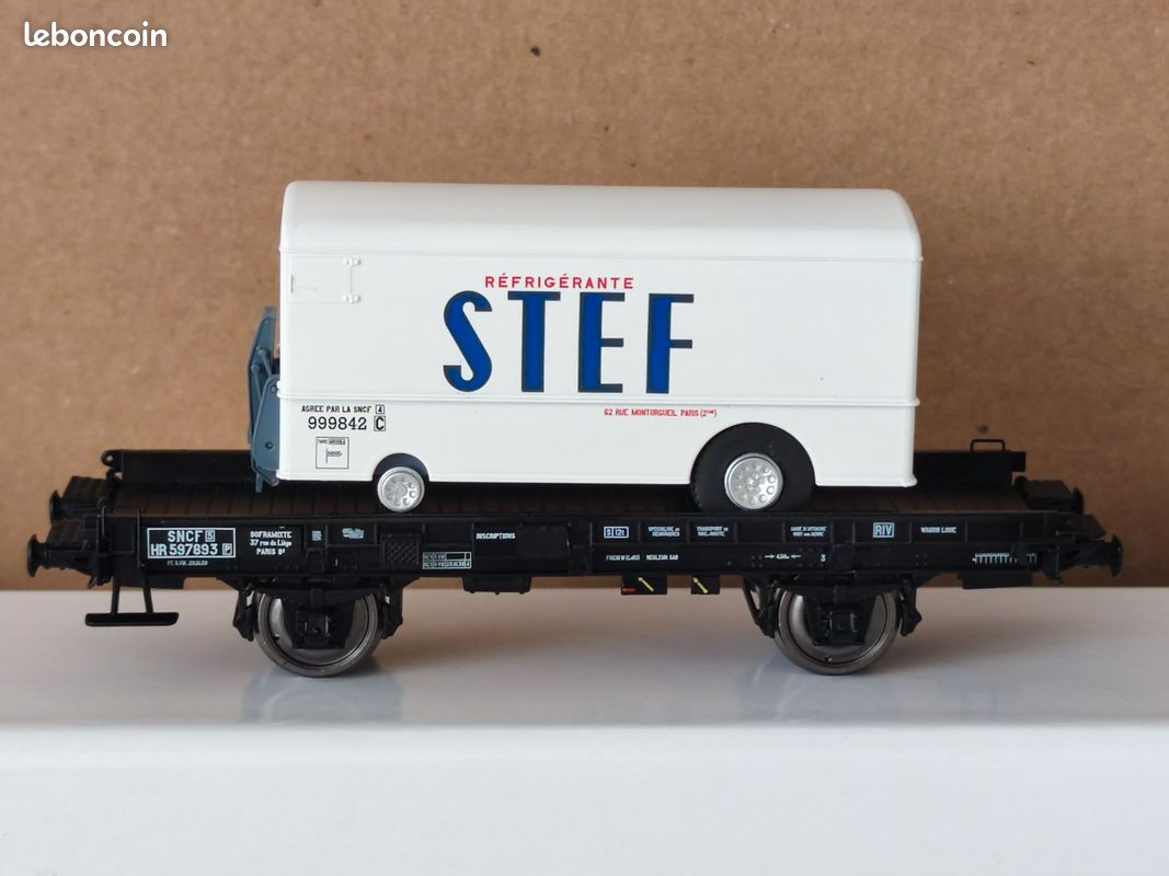 REE MODELES WB545 Wagon Plat TP, ranchers longs et guérite, bogies, SNCF EUR 51,62 - ES