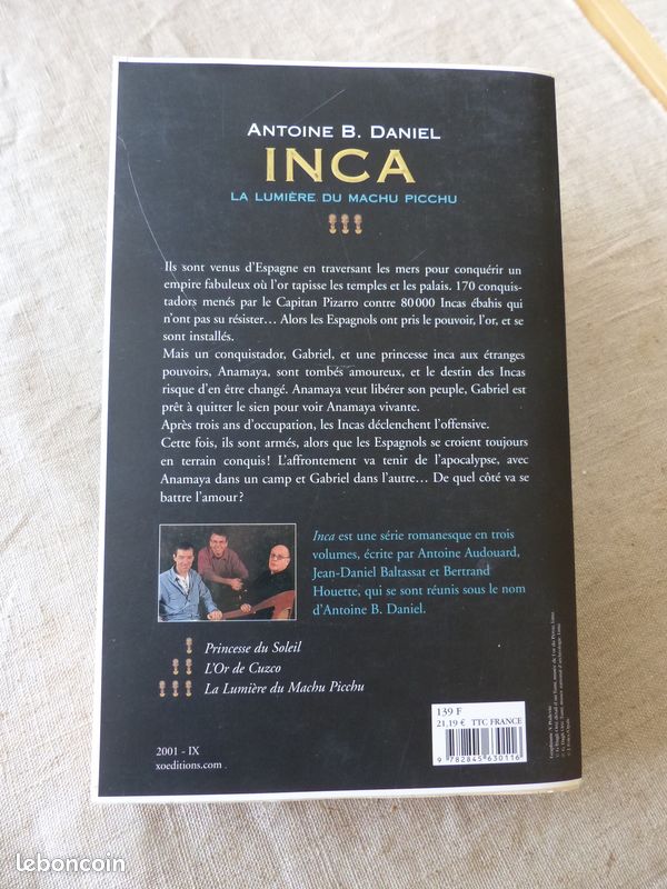Livre Roman INCA La Lumière du Machu Picchu Antoine B. Daniel (image 2)