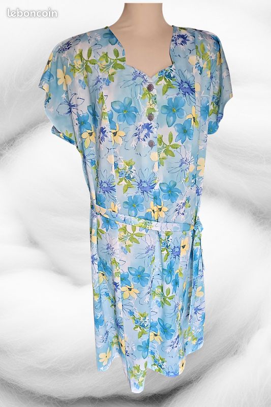 Robe Fleurie ModCloth Avec Ceinture - Taille XL - Blanche - Neuf Sans étiquette