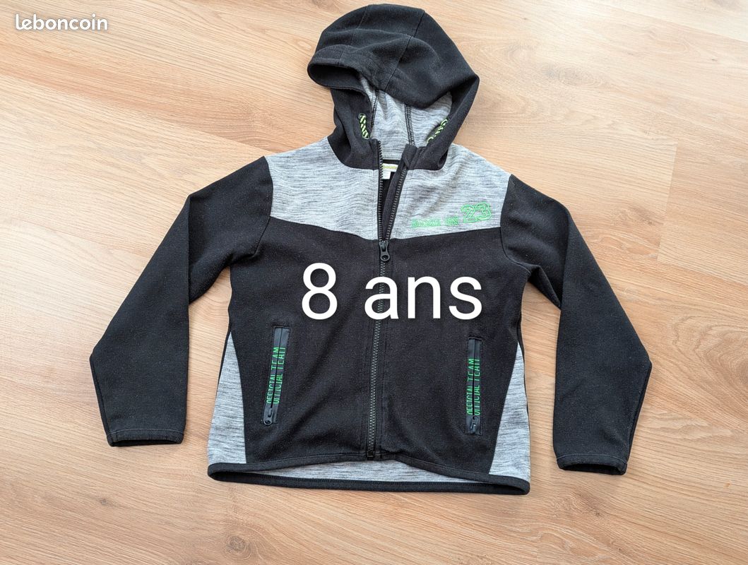 Sweat zippé à capuche garçon 8 ans Vertbaudet - Vêtements