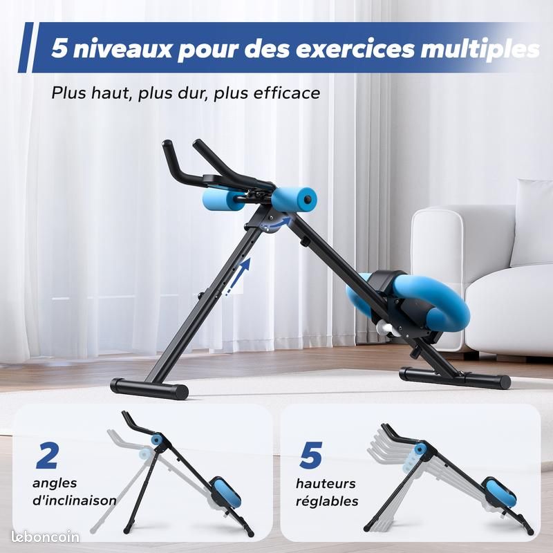 Machine Abdominale Réglable Avec Écran LCD - Équipement Entraînement Abdos 5 Niveaux