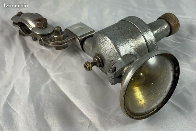 Phare Avant Vélo Vintage – Dynamo Radios 6V – Métal Gris – Fixation Fourche (pour Pièces)