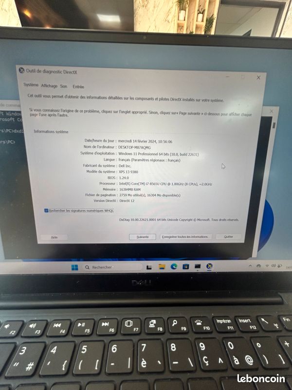 DELL XPS13 9380 - 16Go RAM - 476Go - i7 8e génération - 2020 (image 5)