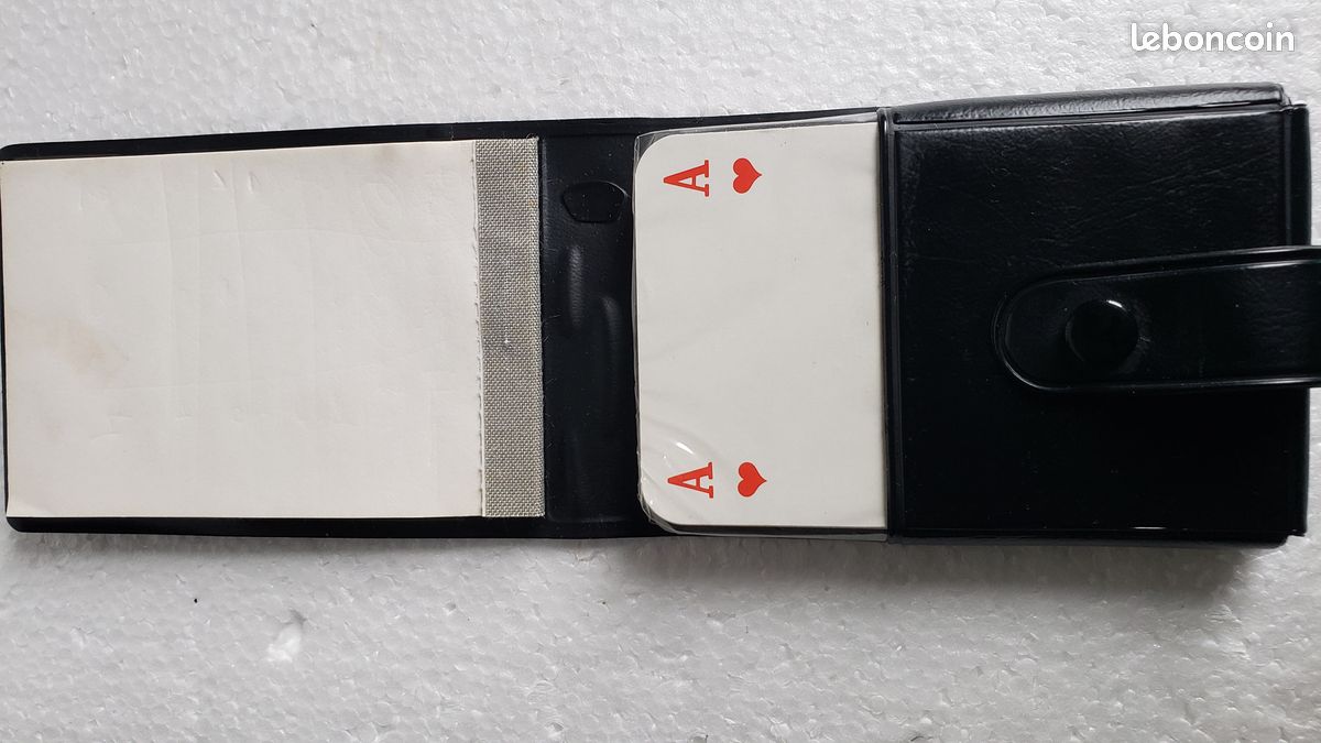 Coffret 2 Jeux De Cartes Vintage Cuir Sellier - Bridge, Poker, Rami - Années 70