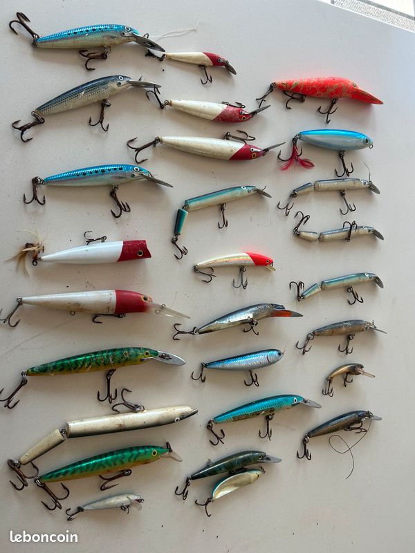 5 Leurres De Pêche Anciens – Vintage – Bomber, Mann’s, Rapala – Originaux USA