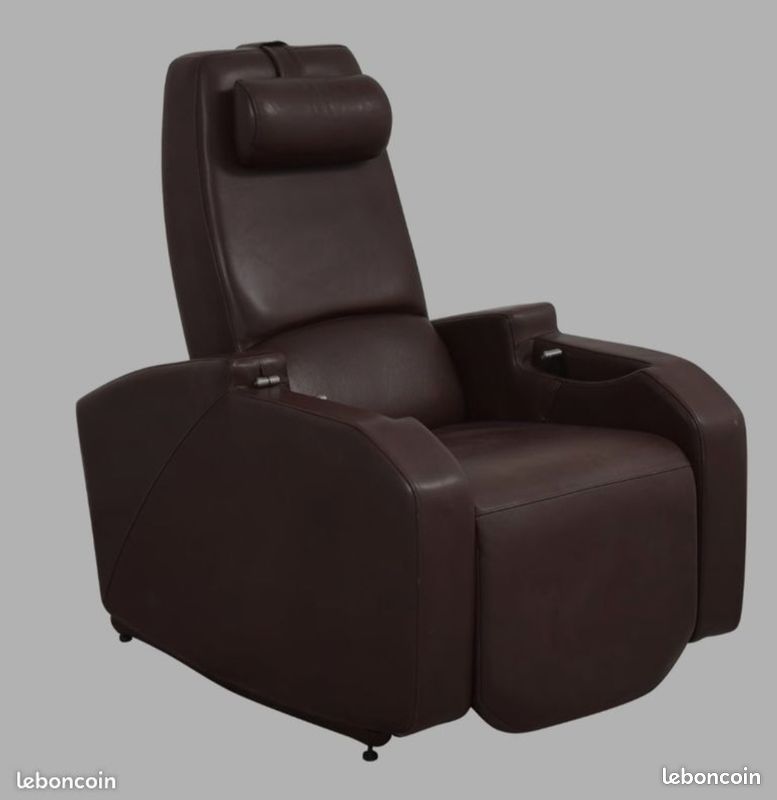 Fauteuil inclinable à bascule en cuir véritable (image 2)