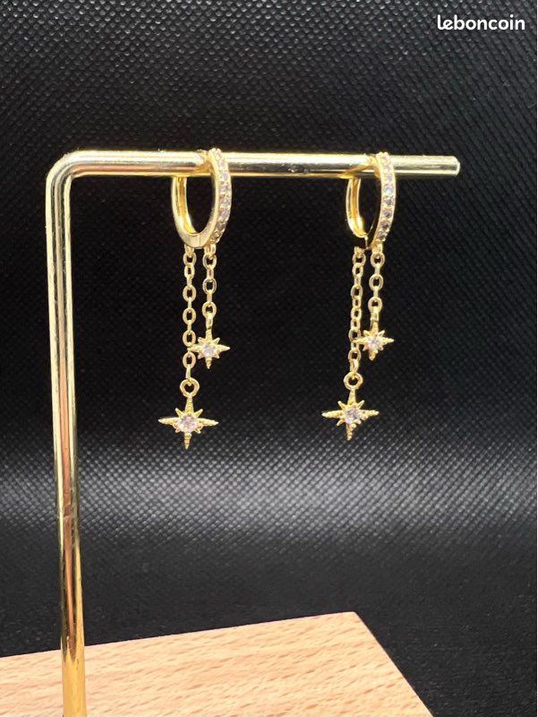 🌟Boucles d’oreilles étoile pendante or (image 3)