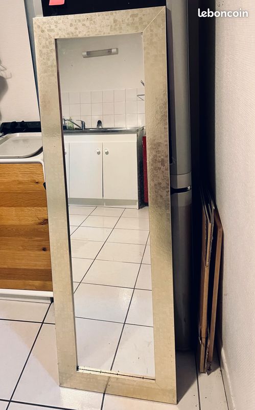 Miroir en pied : hauteur avec cadre 140 cm - Largeur du miroir 28cm (image 1)