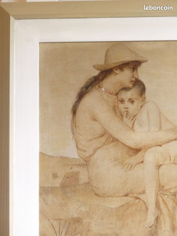 Huile sur Toile Signée Léon Herbo / 19ème Belgique / Madone Peinture Tableau (image 6)