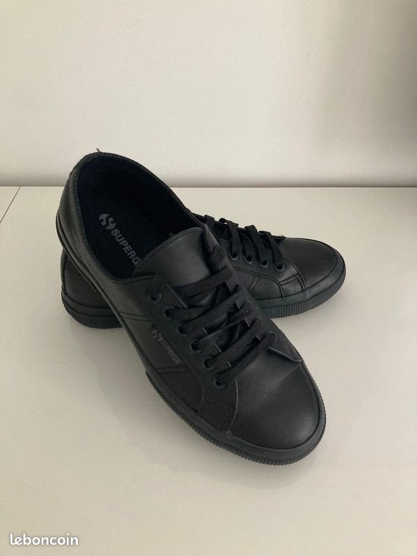 Superga 2750 Superga En Cuir Basket Superga 2750 Full Black Cuir