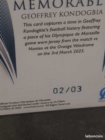 Carte à Collectionner Futera - Geoffrey Kondogbia - Olympique De Marseille - Saison 2024-25