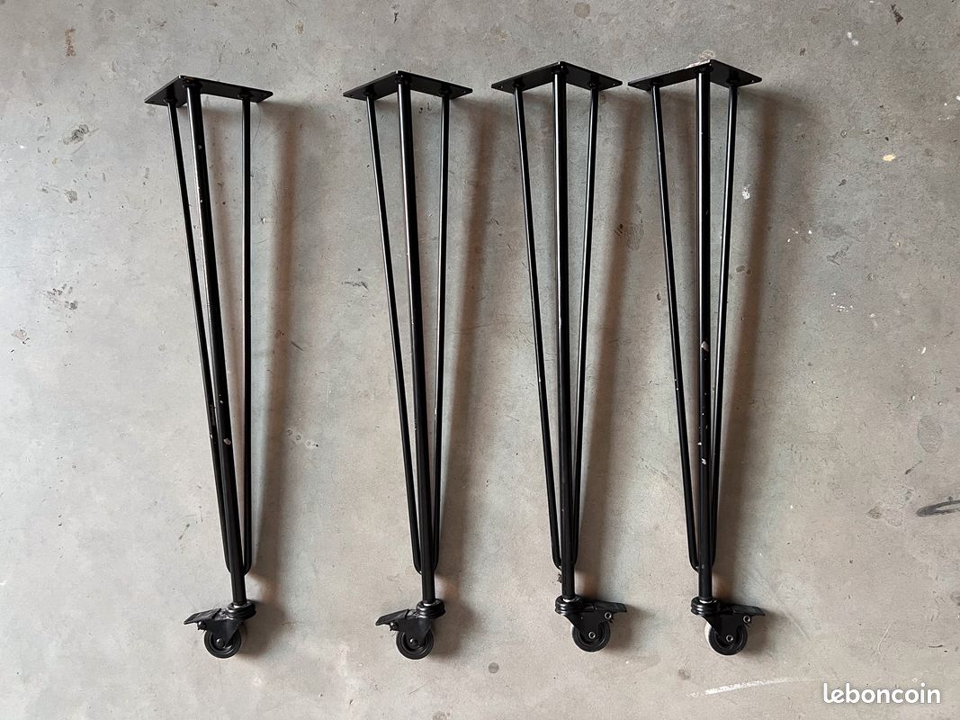 4 Pieds épingle avec roulettes 72cm (image 1)