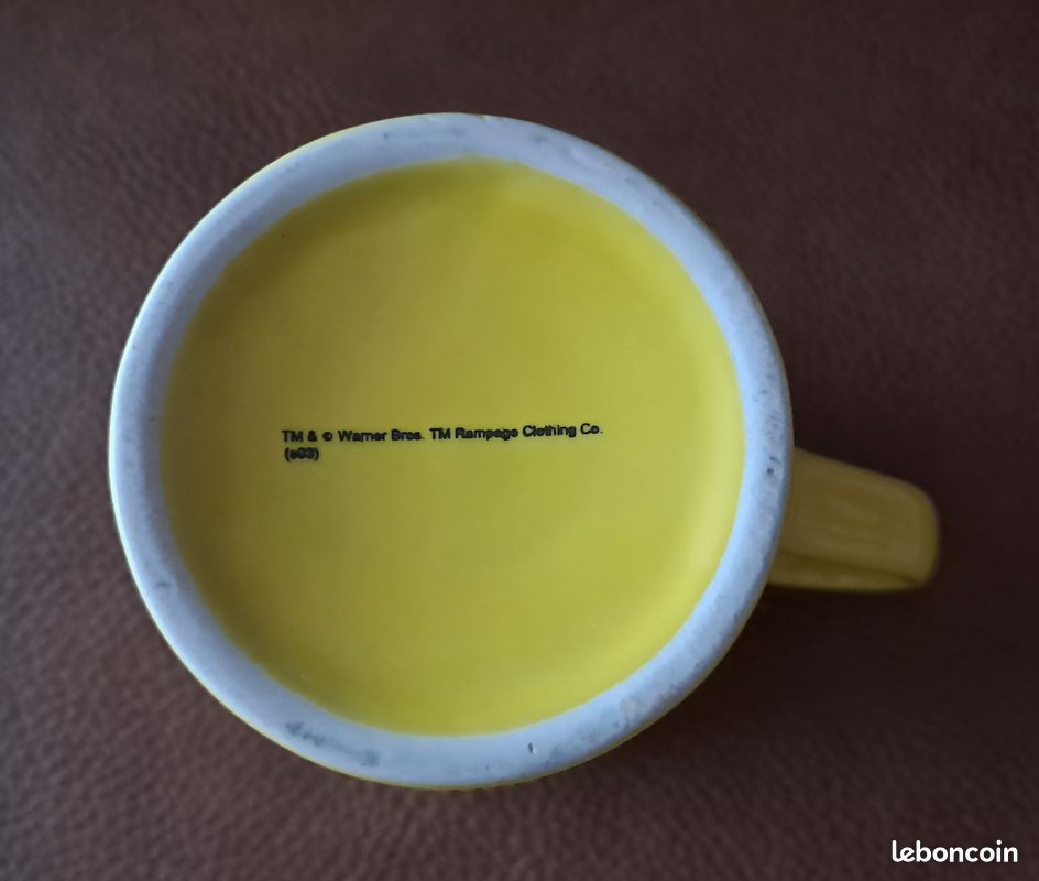 Mug Lipton Warner Bros Série Friends - Céramique Jaune Avec Motif Vache - Vintage Neuf Sans étiquette