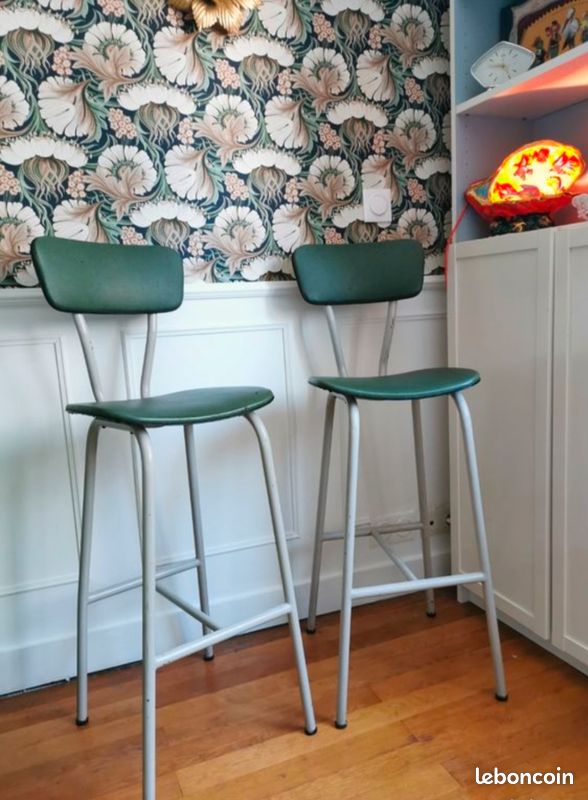 Lot de 2 chaises hautes vintage pour bar (image 2)