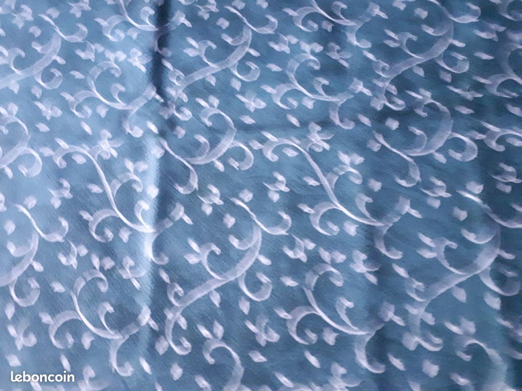 2.80 m Coupon tissu vert imprime blanc vintage (image 2)