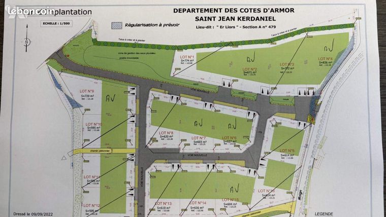 Terrain 603 m² ST JEAN KERDANIEL