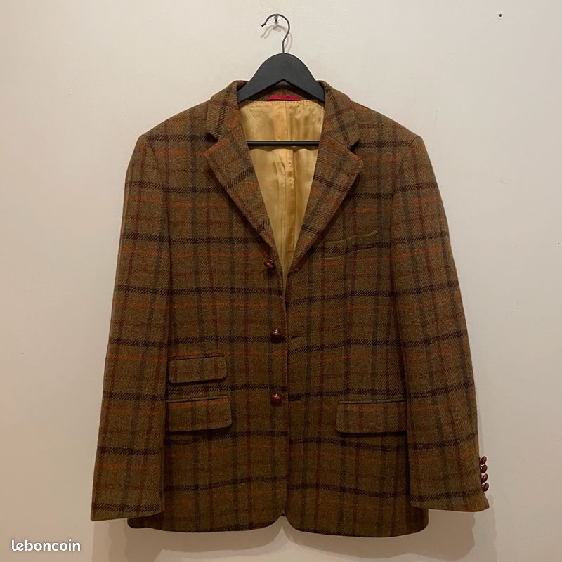 Sublime Veste en Harris Tweed vintage à carreaux Tartan - Pure laine tissée main - Taille 50 (image 13)