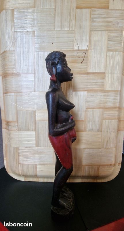 Statue africaine ancienne en bois sculpté – pièce artisanale vintage 31 cm déco ethnique (image 9)