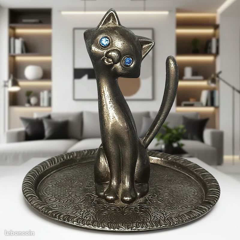 Porte-Bague / Support à Bijoux En Forme De Chat - Céramique Vintage - Neuf Avec Éventuelle Étiquette
