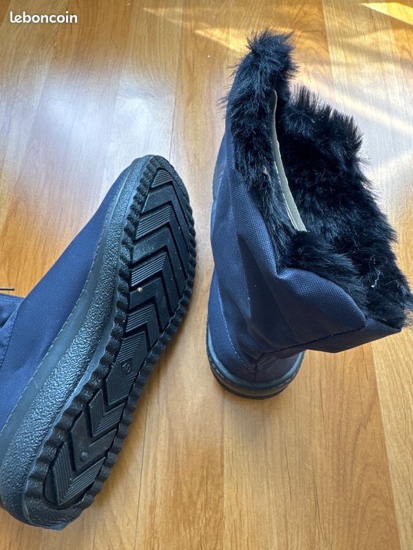 Bottes neige Sanitex fourrees femme bleu marine semelle antiderapante hiver chaud (image 6)