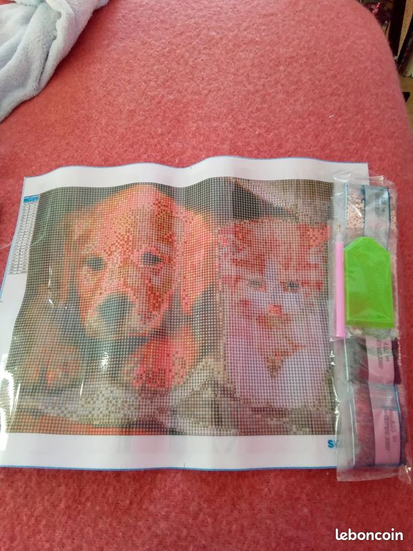 Diamond painting chiot et chaton (image 1)