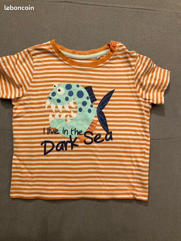 Superbe Ensemble vêtements d’été pour filles ou garçons en 2 ans. 1 short salopette en jean et 2 tee-shirts (image 5)