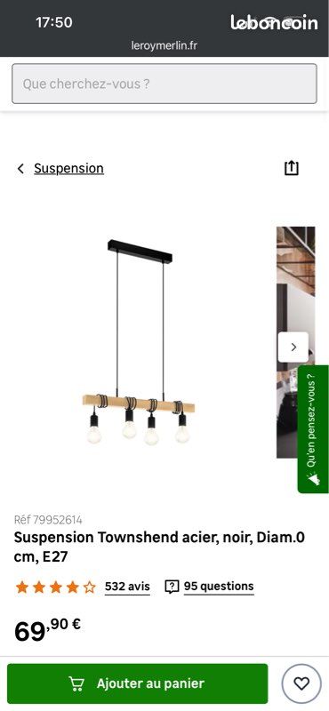 Suspension 4 lampes style industriel (image 1)