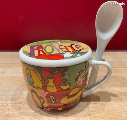 Bol à Soupe Antan Table Passion - 75 Cl Avec Couvercle Et Cuillère, Décor Légumes Aléatoire