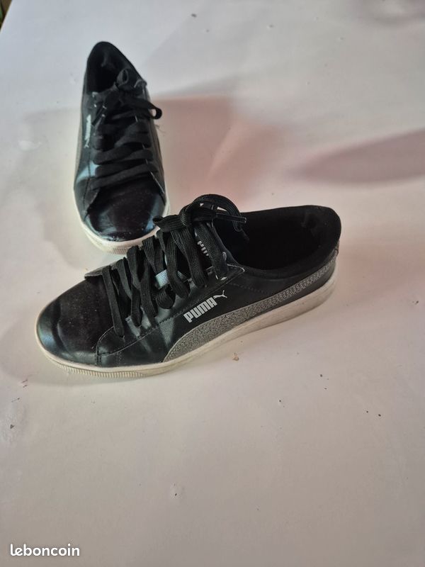 Suede Puma Puma Femme Basket Puma Noeud Derriere Puma Noir Gros