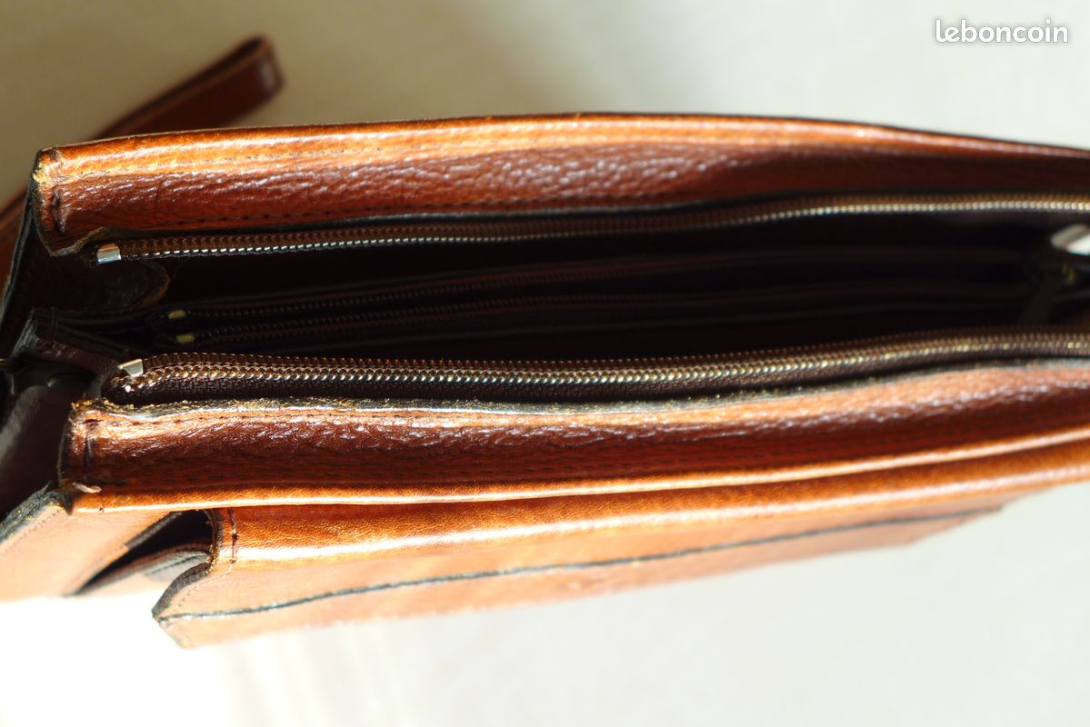 Sacoche / Pochette vintage VD cuir marron homme (image 5)