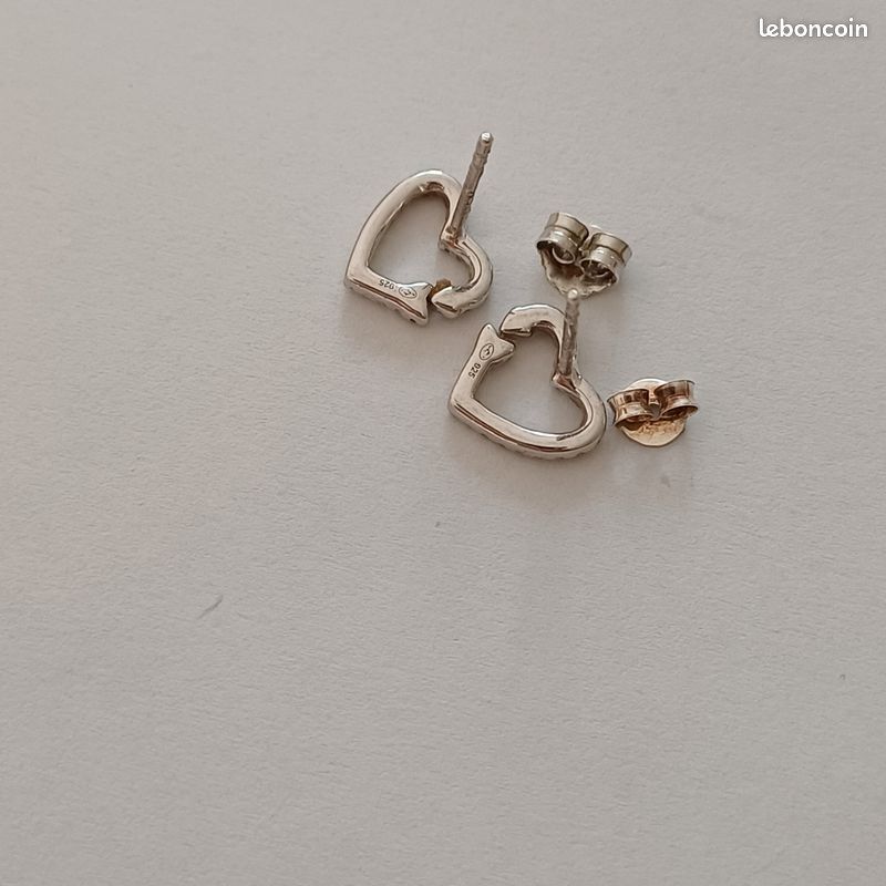 Boucle oreille argent coeur (image 2)