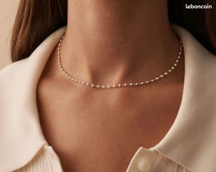 Collier ras du cou AGATHA NEC1SMARTIE Émaillé Blanc Doré
