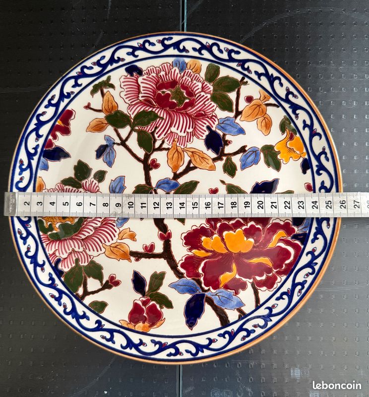 Assiette Gien – décor Pivoines – peinte à la main – années 1980 (image 4)