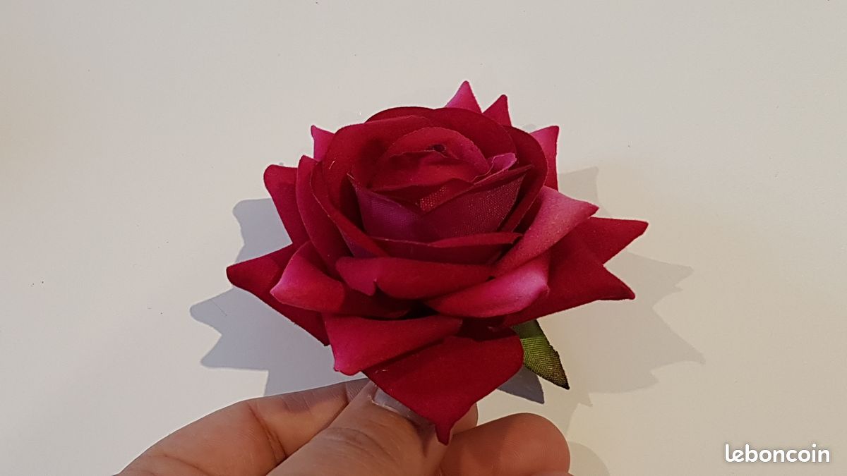 Barrette à Cheveux Fleur en forme de Rose Rouge et roseB2 neuf (image 1)