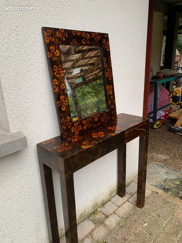 Console et miroir assortis style artisanal laqué (image 2)