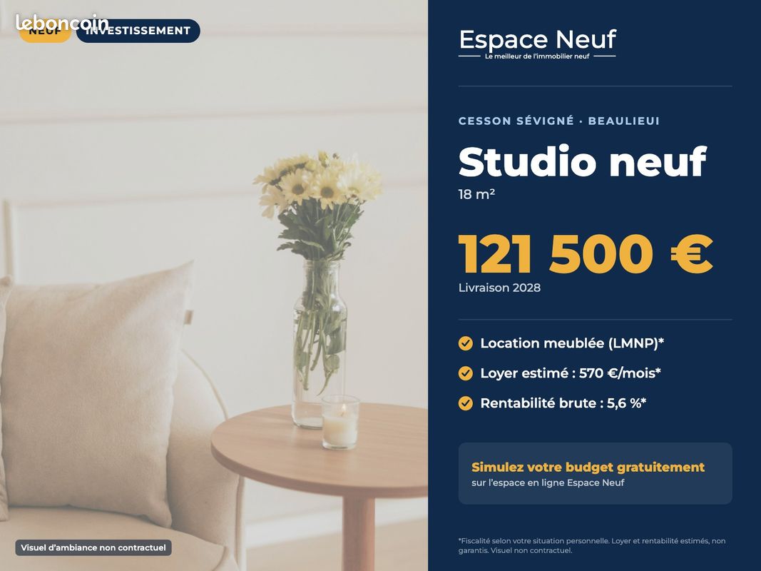 Appartement 1 pièce 17 m² · à Rennes · 17 m² · 121 500 €