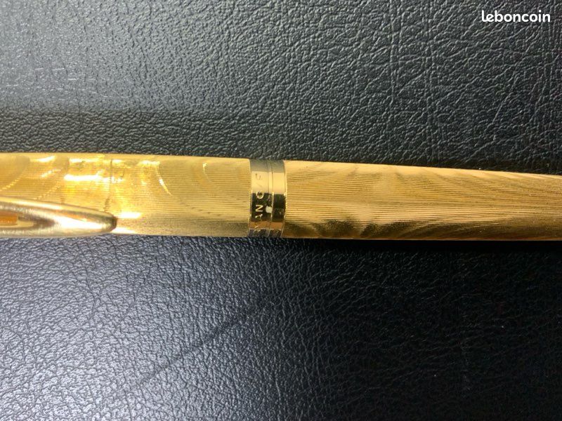 Stylo Plume Waterman CF Fougère Chevrons - Plaqué Or, état Excellent, Avec Recharge