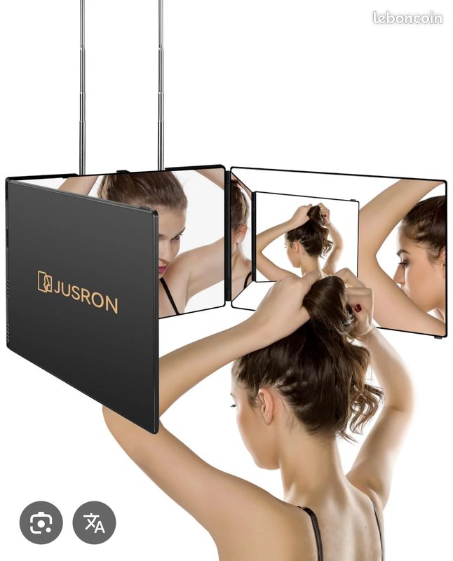 Miroir 360° Pliable Avec Support - Coupe Cheveux Maison - Verre Haute Définition