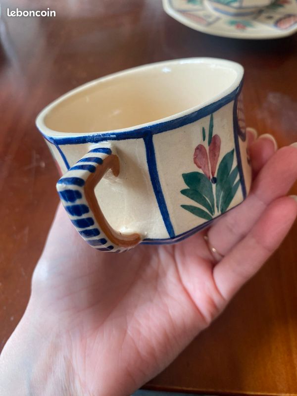 Théière et 6 tasses Henriot Quimper vintage (image 3)