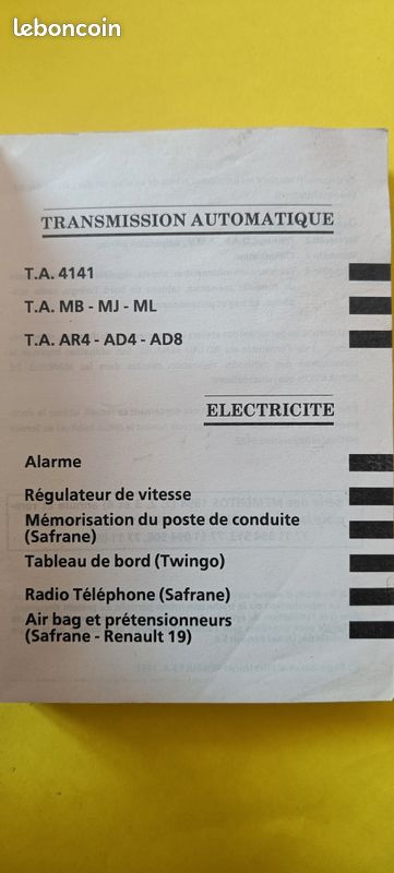 Livret technique poche Renault DIAG 4 1994 (image 2)