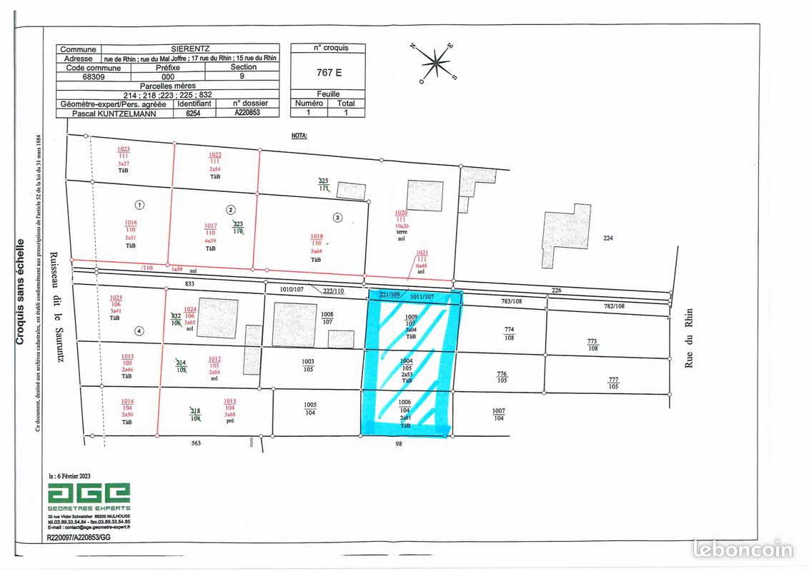 Terrain 913 m² · à Sierentz · 913 m² · 262 500 €