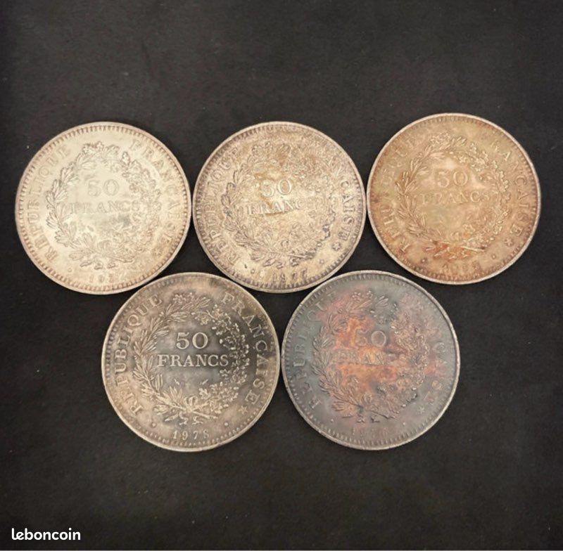 Lot x5, 50 francs hercule argent (image 1)